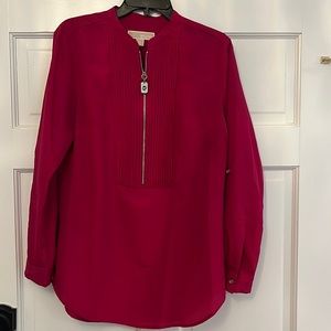 Michael Kors Long Sleeve Blouse, Berry Color, Size Medium